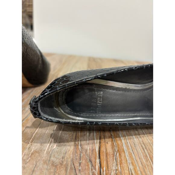 Stuart Weitzman Plainfield Peep Toe Pumps Black Size 6.5 - Picture 7 of 8